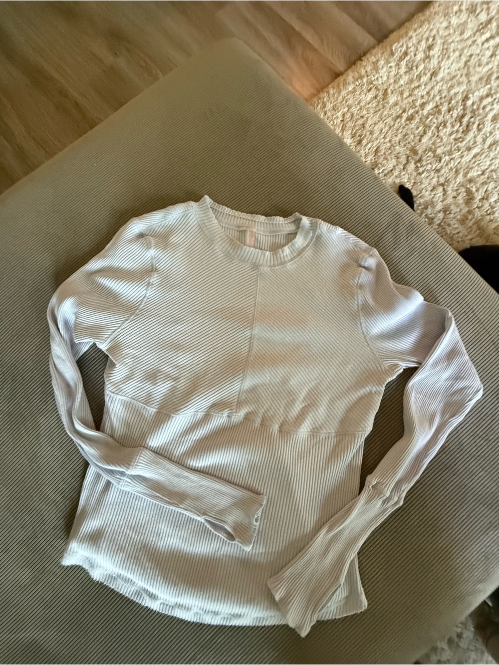 FP Movement Women’s Long Sleeve Ribbed Top - Light Blue, Size XL